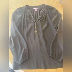 Lilly Pulitzer Black Blouse with Gold Accents